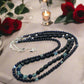 Stunning Sapphire Crystals, Black & Gray Pearl Beads, Dark BlueCzech PAVE Balls, Beaded Necklace - handcrafted by Artistry Jewelry