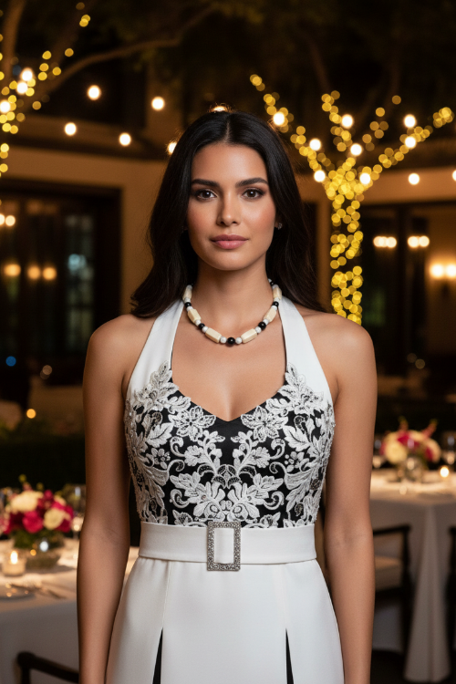 Lovely Natural Snow Quartz, Black Onyx, Howlite and Mountain Jade, Semi-precious, One-of-a -kind, Beaded Necklace A-crafted by Artistry Jewelry