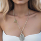 Lovely Howlite Pendant, Figaro Stainless Steel Chain Necklace-by Artistry Jewelry