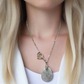 Lovely Howlite Pendant, Figaro Stainless Steel Chain Necklace-by Artistry Jewelry