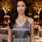 Lovely Howlite Pendant, Figaro Stainless Steel Chain Necklace-by Artistry Jewelry