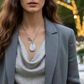 Lovely Howlite Pendant, Figaro Stainless Steel Chain Necklace-by Artistry Jewelry