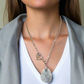 Lovely Howlite Pendant, Figaro Stainless Steel Chain Necklace-by Artistry Jewelry