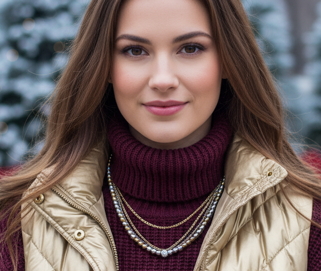 Gorgeous Handcrafted Two-Strand Silver and Gold Hematite and Chain Necklace with Cubic Zirconia Focal, Silver and Gold Tones- handcrafted by Artistry Jewelry
