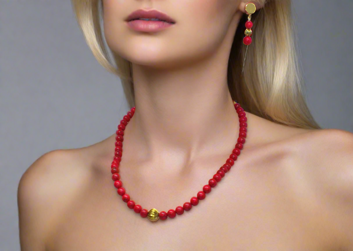 Beautiful Natural Red and Black Vein Turquoise, One-of-a-Kind, Semi-precious,  Necklace Set- handcrafted by Artistry Jewelry