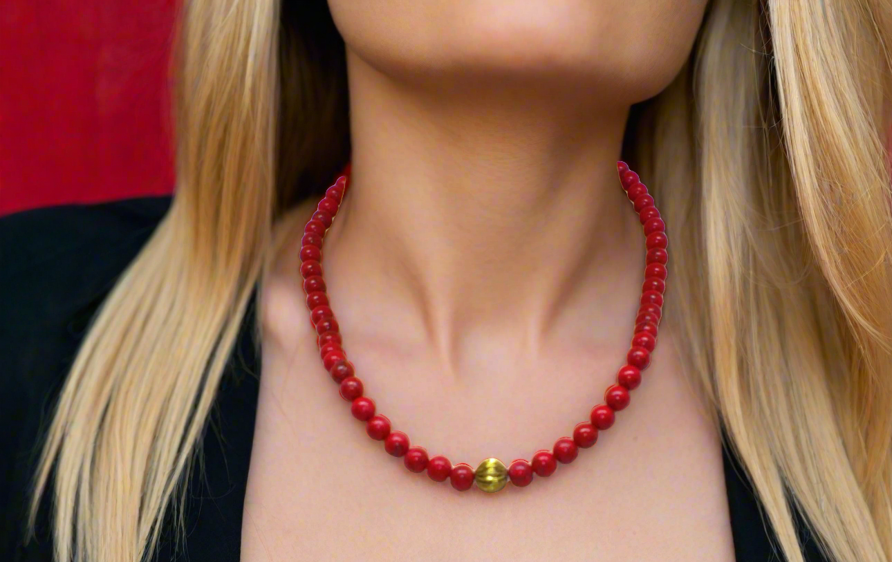 Beautiful Natural Red and Black Vein Turquoise, One-of-a-Kind, Semi-precious,  Necklace Set- handcrafted by Artistry Jewelry