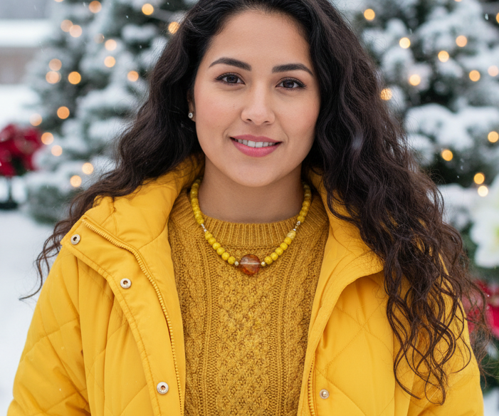 Exciting Yellow Fire Dragon Agates and Copper Crystal Twist, Semi-precious, One-of-a-Kind, Necklace - handcrafted by Artistry Jewelry