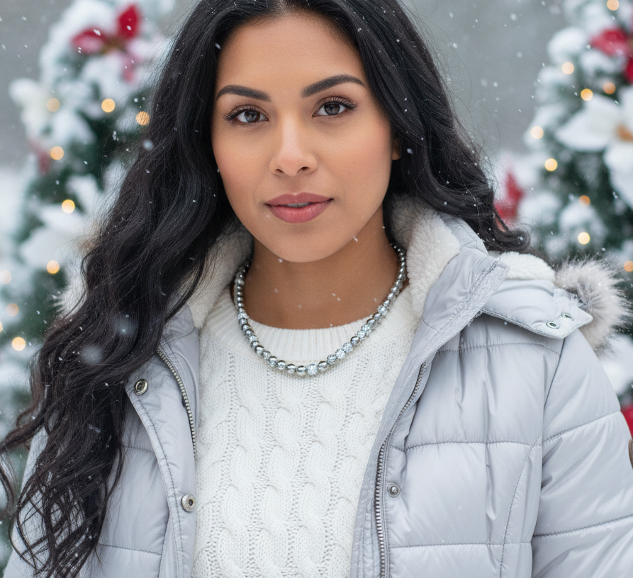 Beautiful Snow Cracked Crystal Beads and SP Hematite, Beaded Necklace Set-crafted by Artistry Jewelry