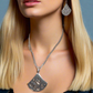 Stunning Silver Pendant, Rhinestones, and Silver Stainless Steel Chain Necklace Set, One-of-a-Kind, Created by Artistry Jewelry