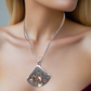 Stunning Silver Pendant, Rhinestones, and Silver Stainless Steel Chain Necklace Set, One-of-a-Kind, Created by Artistry Jewelry