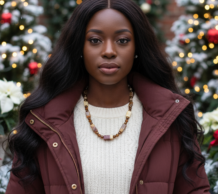Beautiful Natural Italian Onyx, Quartz, and Crystals, One-of-a-Kind, Semi-precious Necklace-A-handcrafted by Artistry Jewelry
