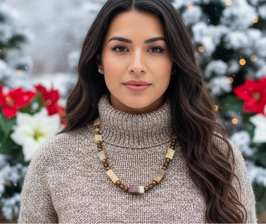Beautiful Natural Italian Onyx, Quartz, and Crystals, One-of-a-Kind, Semi-precious Necklace-A-handcrafted by Artistry Jewelry