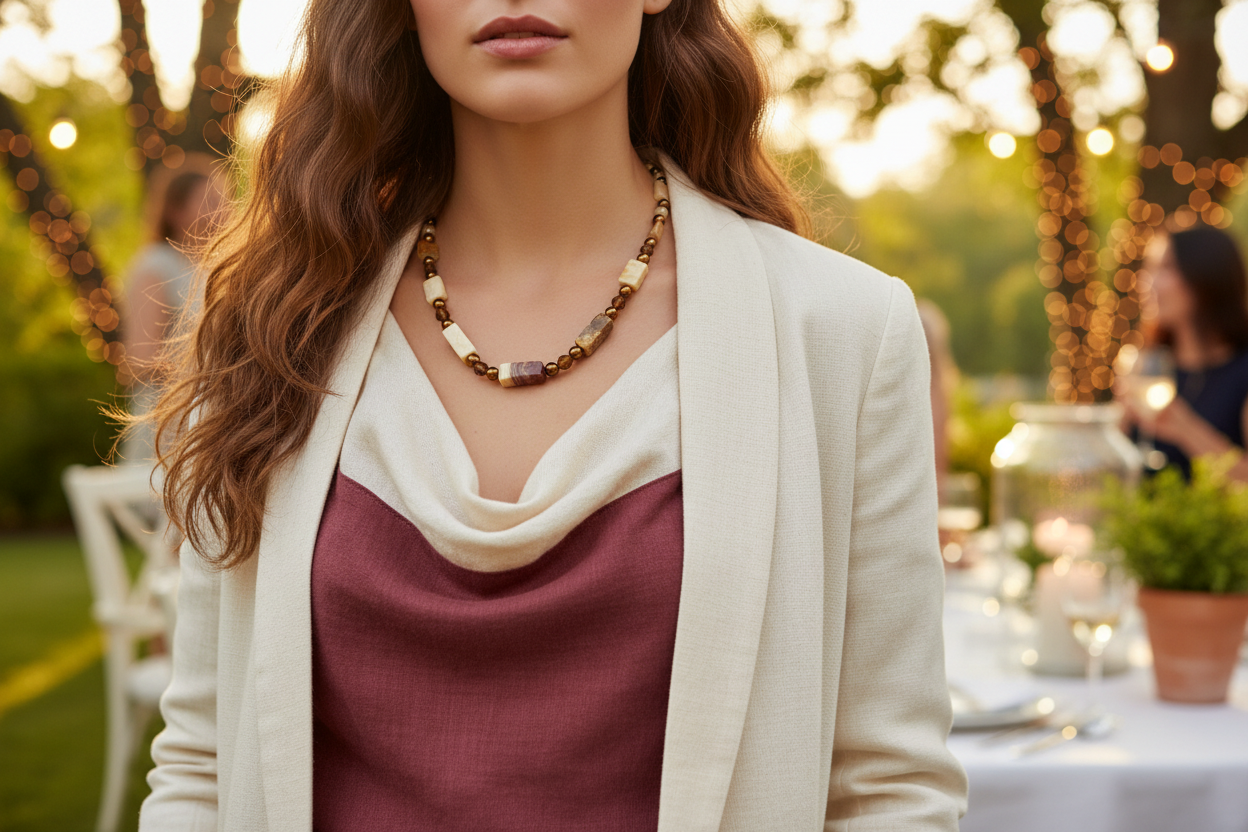 Beautiful Natural Italian Onyx, Quartz, and Crystals, One-of-a-Kind, Semi-precious Necklace-A-handcrafted by Artistry Jewelry