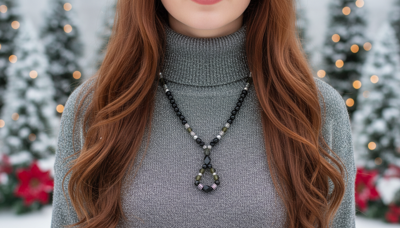 Stunning Black Onyx, Black Diamond Crystals, and Black Pearl beads, Beaded Necklace A, One-of-a-Kind, handcrafted by Artistry Jewelry