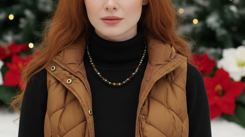 Amazing Crystal and Druk Brown Beaded,  One-of-a-Kind,  Necklace *handcrafted by Artistry Jewelry*