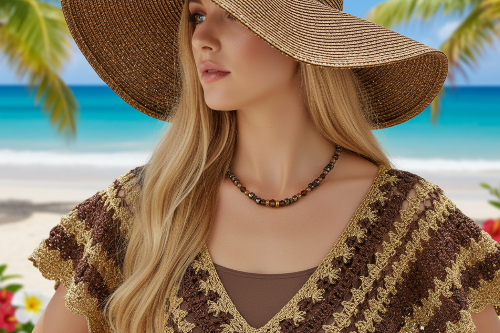 Amazing Crystal and Druk Brown Beaded,  One-of-a-Kind,  Necklace *handcrafted by Artistry Jewelry*