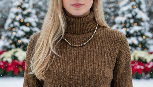 Amazing Crystal and Druk Brown Beaded,  One-of-a-Kind,  Necklace *handcrafted by Artistry Jewelry*