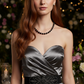 Flaunting Silver Hematite and Black Satin Pearl Beaded Necklace - handcrafted by Artistry Jewelry