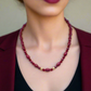 Lovely Natural Mountain Jade(D), Siam Bicones, and Gold Hematite, One-of-a-Kind, Burgundy Beaded Necklace-crafted by Artistry Jewelry