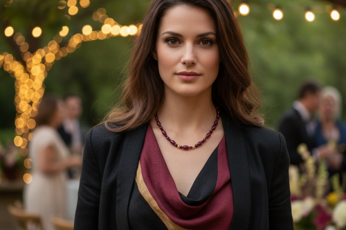Lovely Natural Mountain Jade(D), Siam Bicones, and Gold Hematite, One-of-a-Kind, Burgundy Beaded Necklace-crafted by Artistry Jewelry