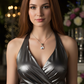 A  Beautiful Teardrop Crystal and Stainless Steel Chain Necklace, One-of-a-Kind-handcrafted by Artistry Jewelry
