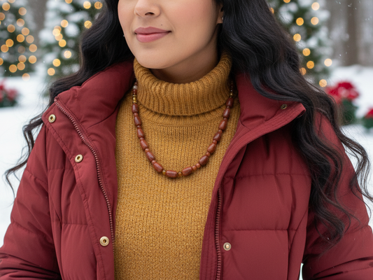 Gorgeous Burnt Red Adventurine and Italian Onyx, Semi-precious Necklace B-handcrafted by Artistry Jewelry