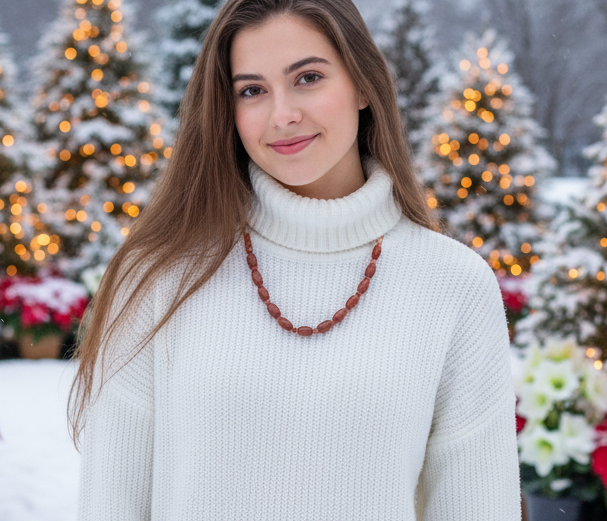 Gorgeous Burnt Red Adventurine and Italian Onyx, Semi-precious Necklace B-handcrafted by Artistry Jewelry
