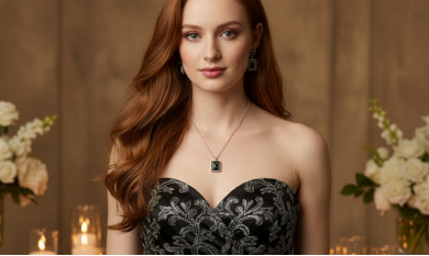 Exciting Silver and Black, Geo, Stainless Steel Chain Necklace Set- by Artistry Jewelry