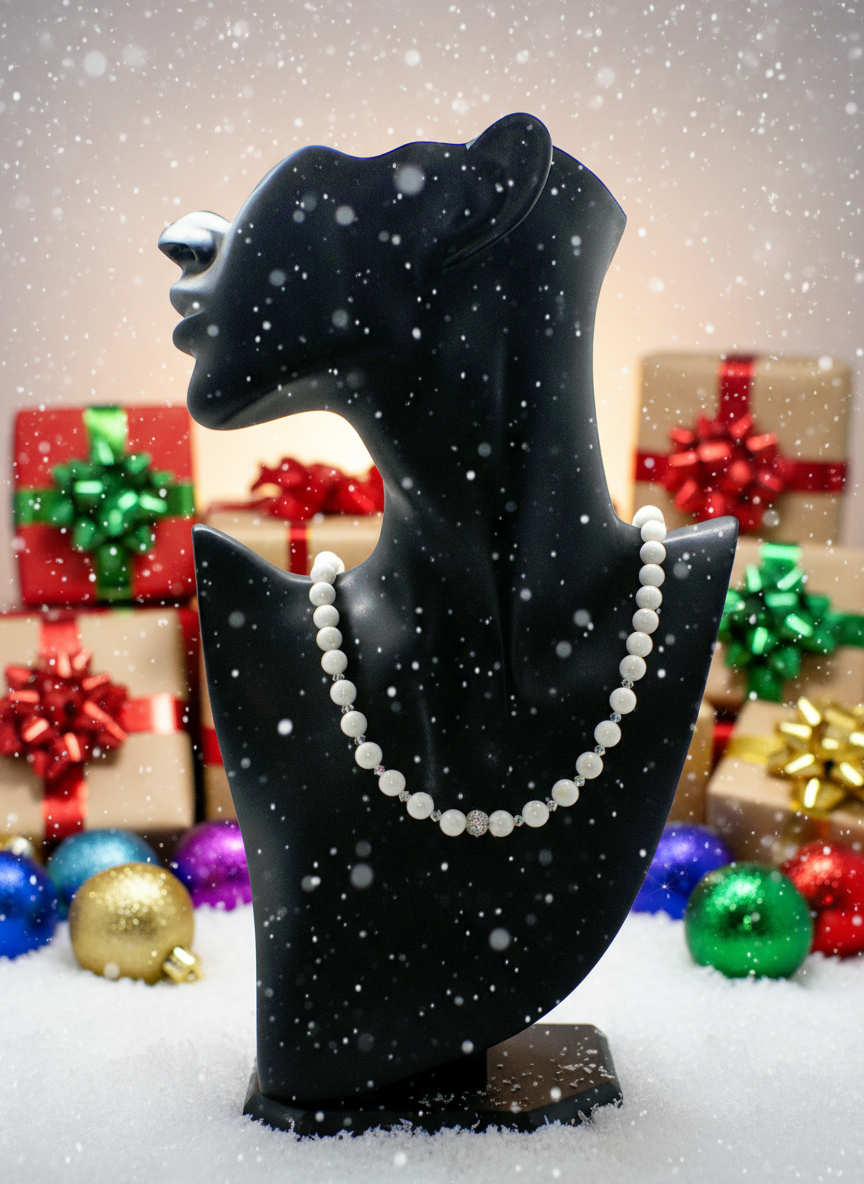 Dazzling White Moonstone and Crystal Necklace