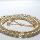 Radiant Crystal and Beige Matt Beads, Two-strand Beaded Necklace