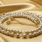 Radiant Crystal and Beige Matt Beads, Two-strand Beaded Necklace