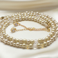 Radiant Crystal and Beige Matt Beads, Two-strand Beaded Necklace