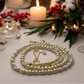 Radiant Crystal and Beige Matt Beads, Two-strand Beaded Necklace