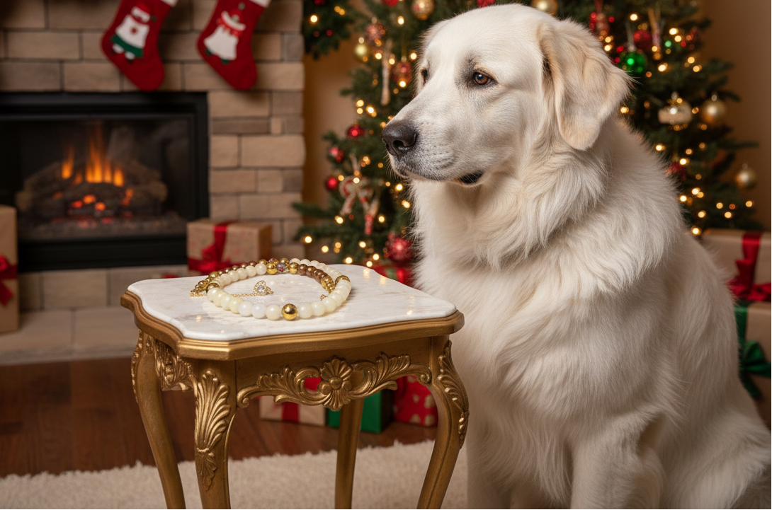 Elegant Ivory and Brown, Czech Crystal, and Gold Hematite Beaded Necklace Set, One-of-a-Kind, handcrafted by Artistry Jewelry