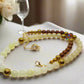 Elegant Ivory and Brown, Czech Crystal, and Gold Hematite Beaded Necklace Set, One-of-a-Kind, handcrafted by Artistry Jewelry