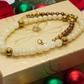 Elegant Ivory and Brown, Czech Crystal, and Gold Hematite Beaded Necklace Set, One-of-a-Kind, handcrafted by Artistry Jewelry