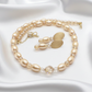 Sweet Golden Shadow Crystals, Light Peach/Champagne Beaded Necklace Set-crafted by Artistry Jewelry