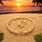 Sweet Golden Shadow Crystals, Light Peach/Champagne Beaded Necklace Set-crafted by Artistry Jewelry