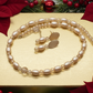 Sweet Golden Shadow Crystals, Light Peach/Champagne Beaded Necklace Set-crafted by Artistry Jewelry