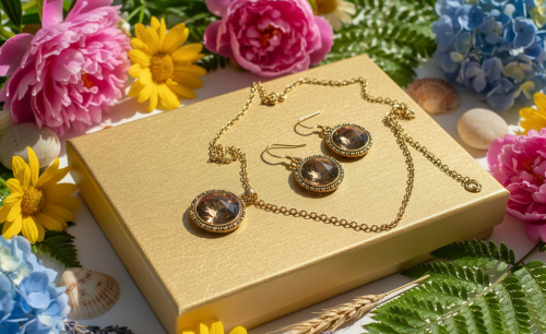 Attractive Smokey Brown and Gold Chain Necklace Set