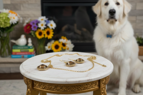 Attractive Smokey Brown and Gold Chain Necklace Set