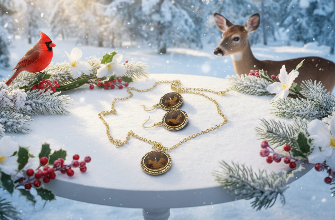 Attractive Smokey Brown and Gold Chain Necklace Set