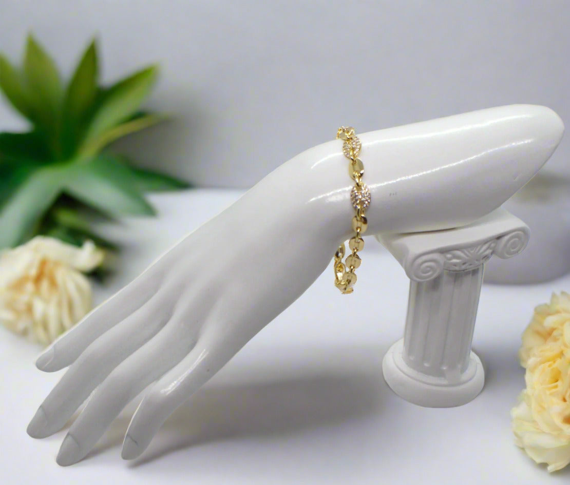 Lovely Golden Micro Pave Cubic Zirconia Link Bracelet