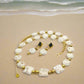 Enticing White Magnesite and Gold Beaded Necklace Set