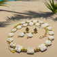 Enticing White Magnesite and Gold Beaded Necklace Set