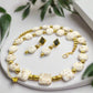 Enticing White Magnesite and Gold Beaded Necklace Set