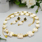 Enticing White Magnesite and Gold Beaded Necklace Set