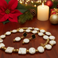 Enticing White Magnesite and Gold Beaded Necklace Set