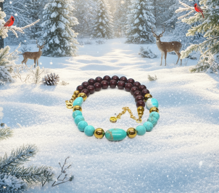 Gorgeous Pearl Maroon beads, Natural Matte Turquoise, Crystal, and Hematite, Beaded  Necklace-crafted by Artistry Jewelry