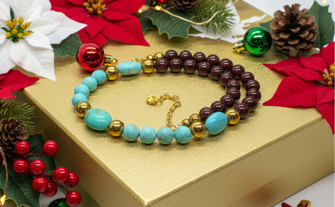 Gorgeous Pearl Maroon beads, Natural Matte Turquoise, Crystal, and Hematite, Beaded  Necklace-crafted by Artistry Jewelry